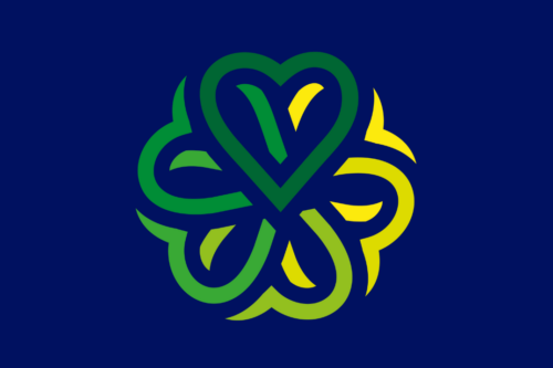 Auf dunkelblauem Hintergrund ist das Symbol für den Aktionstag gegen antimuslimischen Rassismus - eine Form aus grünen Herzen, die einer Rosenblüte oder einem Kleeblatt ähnelt.
